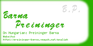 barna preininger business card